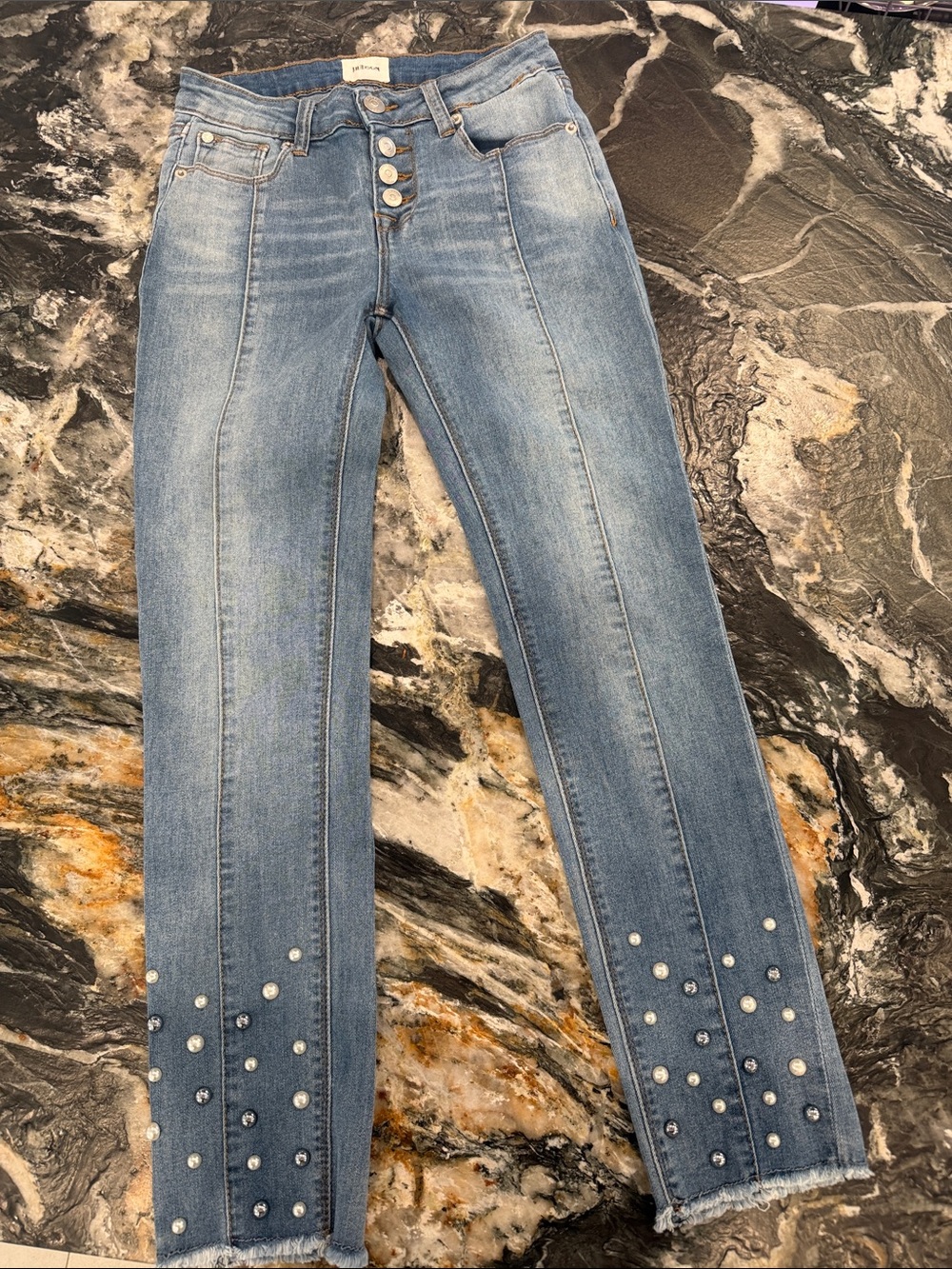 Hudson Jeans Girls Light Blue Pearl-Accent Straight Jeans